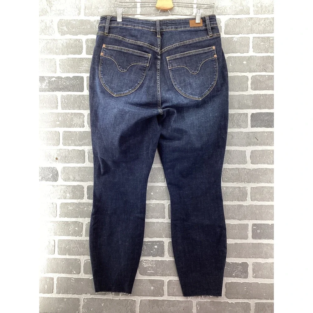 Judy Blue Skinny Fit Jeans Womens 14W Dark Wash Raw Hem High Rise JB88527 DK-CO